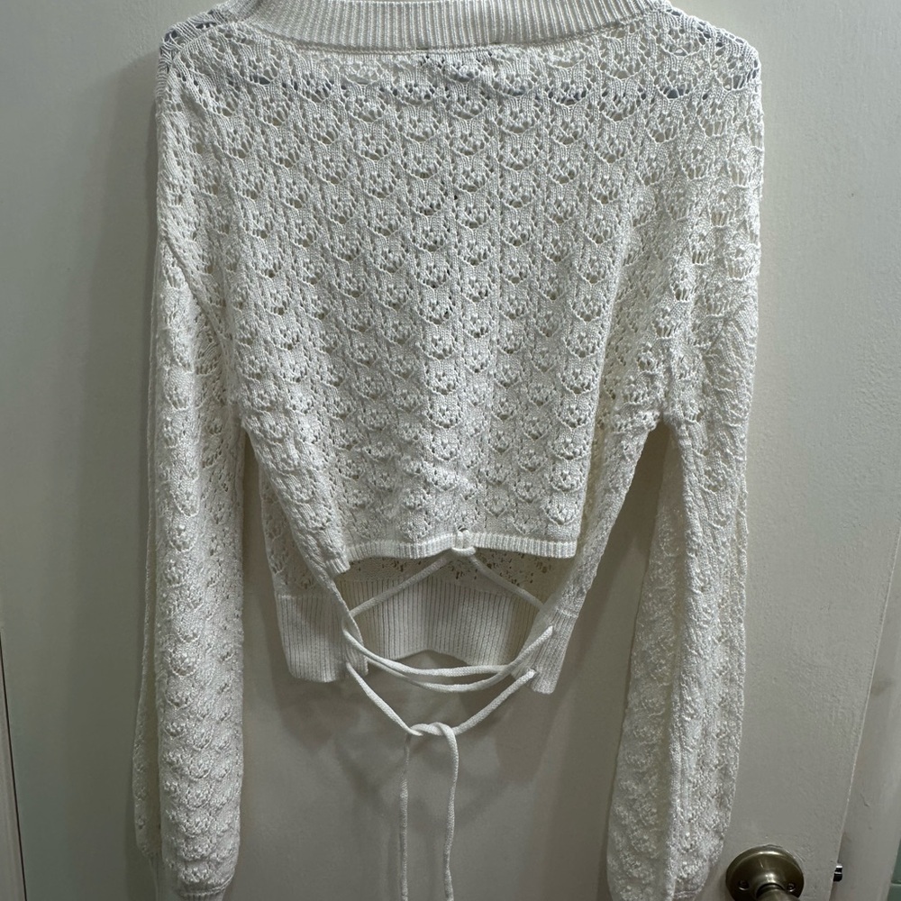 New Lulu's Cream Lace Knit Sweater - Picture 7 of 7